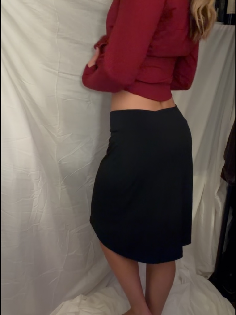 Black flowy midi skirt